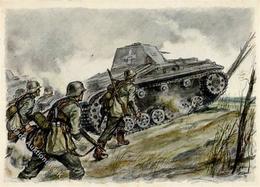 Panzer (WK II) WK II Künstlerkarte I-II Réservoir - Guerra 1939-45