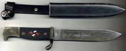 WK II Blankwaffe NSDSTB Fahrtenmesser Mit Gravur Blut Und Ehre I-II (Gebrauchsspuren) - Guerra 1939-45