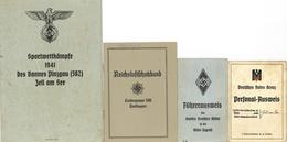 WK II Dokumente Lot Mit 15 Stück U.a. HJ BDM Führerausweis Rotes Kreuz Ausweis Mitgliedskarten NSDAP Uvm. I-II - Weltkrieg 1939-45