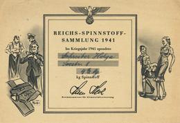 WK II Dokumente Spendenquittung Reichs Spinnstoff Sammlung 1941 II - Weltkrieg 1939-45