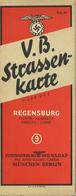 WK II V. B. Straßenkarte Regensburg Pilsen Kemnath Amberg Cham Zentralverlag Der NSDAP Franz Eher Nachf. II - Guerra 1939-45