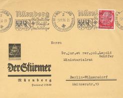 Judaika Nürnberg (8500) Kuvert Absender Der Stürmer WK II I-II Judaisme - Giudaismo