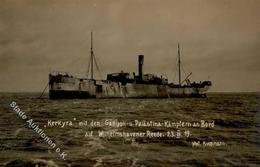 Judaika Schiff Kerkyra Mit Den Gallipoli U. Palästina Kämpfern An Bord Foto-Karte I-II Judaisme Bateaux Bateaux - Giudaismo