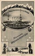 Schiff Kreuzer WK I Weihnachten SM Kleiner Geschützter Kreuzer Emden Ansichtskarte I-II Noel Bateaux Bateaux - Krieg