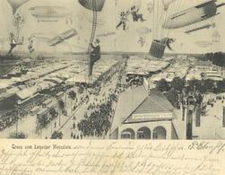 LEIPZIG (o-7000) Klappkarte! Gruss Von Der LEIPZIGER MESSE Mit LUFTSCHIFFE, 1911 I-II (etwas Angetrennt) Montagnes - Flieger