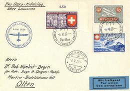 Flugpost CH, 1939, 3 Marken Auf Meldeflugbrief ZÜRICH 6.V.39" Nach Lausanne I-II" - Aviatori