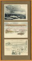 Zeppelin Lot Mit 3 Ansichtskarten Gerahmt 19,5 X 36 Cm I-II Dirigeable - Aeronaves
