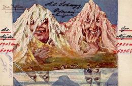 Berggesichter Sign. Hansen Die Mythen 1903 Künstler-Karte I-II Face à La Montagne - Märchen, Sagen & Legenden