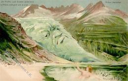 Berggesicht Rhone Gletscher Künstlerkarte I-II - Fiabe, Racconti Popolari & Leggende