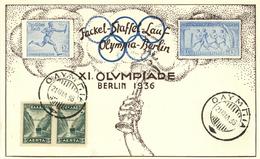 BERLIN OLYMPIA 1936 - FACKEL-STAFFELLAUF-Karte Mit Griechischem S-o I - Olympische Spiele