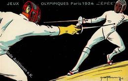 Olympiade Paris (75000) Frankreich Fechten 1924 Künstlerkarte I-II - Olympische Spiele