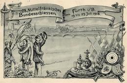 Schützenfest Fürth (8510) 28. Mittelfränkisches Bundesschießen 1914 I-II - Schieten (Wapens)