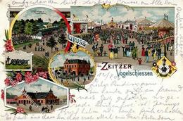 Schützenfest Zeitz (O4900) Vogelschießen Lithographie 1900 I-II - Waffenschiessen