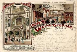 Berlin Mitte (1000) Brauerei Gasthaus Weihenstephan Friedrichstraße Vorläufer Lithographie 1896 II (Stauchung) - Guerra 1914-18