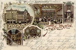 Berlin Mitte (1000) Gasthaus Hopfenblüte Unter Den Linden 27 Litfaßsäule Lithographie 1898 II (Stauchung, Ecken Abgestoß - Weltkrieg 1914-18