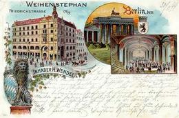 Berlin Mitte (1000) Gasthaus Hotel Weihenstephan Friedrichstraße 176 Brandenburger Tor 1899 II- (Stauchung, Einriss) - Guerra 1914-18