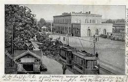 Spandau (1000) Bahnhof Straßenbahn  II (Stauchung, Marke Entfernt) - Guerra 1914-18