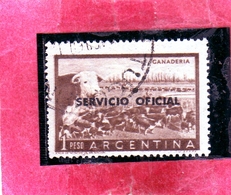 ARGENTINA 1959 LIVESTOCK GANADERIA BESTIAME OVERPRINTED SERVICE SERVIZIO SERVICIO OFICIAL PESO 1p USATO USED OBLITERE' - Servizio