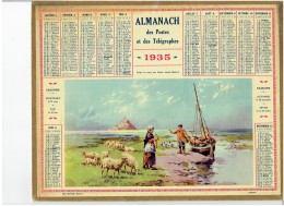 CALENDRIER - ALMANACH POSTES Et TELEGRAPHES 1935 - Dans La Baie Du Mont Saint Michel - Departement NORD Sans Carte - Grossformat : 1921-40