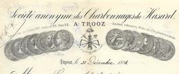 Facture 1886 / BELGIQUE / TROOZ / Charbonnage Du HASARD / Charbons Lavés - 1800 – 1899