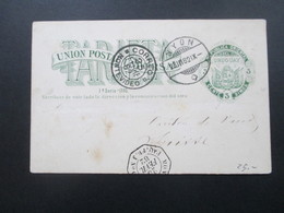 Uruguay Ganzsache 1882 Montevideo In Die Schweiz Stempel Nyon! 3 Stempel - Uruguay