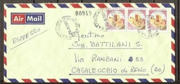 1981 Italia Italy STORIA POSTALE Busta Aerea Espresso Affr. 900L Viagg. CATTOLICA CASALECCHIO - 1981-90: Storia Postale