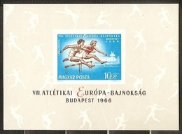 1966 Ungheria Hungary CAMPIONATI EUROPEI ATLETICA  ATHLETICS Foglietto NON Dentellato (60a) MNH** NO PERFORATION S.sheet - Feuillets Souvenir