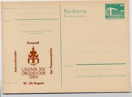 DDR P84-37-84 C88 Postkarte Zudruck PUPPENSPIELER DRESDEN 1984 - Bambole