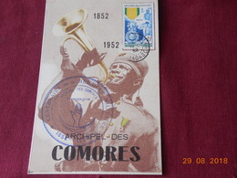 Carte 1er Jour Des Comores (medaille Militaire) FDC De 1952 - Storia Postale