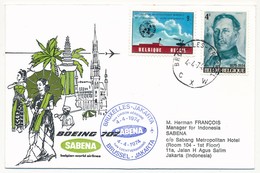 BELGIQUE / INDONESIE - 2 Enveloppes SABENA - 1ere Liaison Aérienne - BRUXELLES - JAKARTA - 4.4.1974 Et Retour - Luchtpost