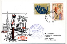 BELGIQUE - 2 Enveloppes SABENA - 1ere Liaison Aérienne - BRUXELLES - NASSAU - 4.4.1974 Et Retour - Otros & Sin Clasificación