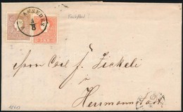 1860 5kr II (festékfolt) + 10kr II Levélen 'KARANSEBES' - Altri & Non Classificati