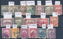 O 18 Db Céglyukasztásos Bélyeg Stecklapon - Used Stamps