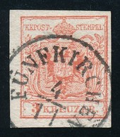 O 1850 1kr HP III Kármin 'FÜNFKIRCHEN' Certificate: Steiner - Altri & Non Classificati