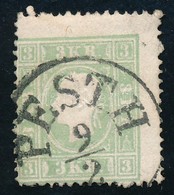 O 1858 3kr Zöld, Erő Elfogazással 'PESTH' Certificate: Steiner - Sonstige & Ohne Zuordnung