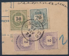 1881/1889 2 X 2kr + 20kr + 30kr Kivágáson Klf Festékfoltokkal - Autres & Non Classés