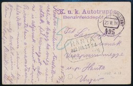 1918 Tábori Posta Képeslap 'K.u.K. FELDPOSTAMT 495' + 'HÁNTA' Postaügynökségi Bélyegzés - Other & Unclassified