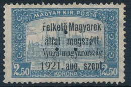 ** Nyugat-Magyarország I. 1921 Parlament 2,50K Hármaslyukasztással, Bodor Vizsgálójellel (45.000) - Altri & Non Classificati