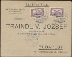 1920 Légi Posta 3K (összefolyt LÉ Betűk) + 12K Légi Levélen / Mi 319 Plate Variety + 321 On Airmail Cover SZOMBATHELY-BU - Autres & Non Classés