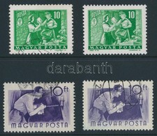 ** O 1955 Munka 10 Ft X 2 Színes Folt Az A Betű Fölött, 1964 Közlekedés (II.) 10 Ft Fehér Folt A Levélen + Támpéldány - Andere & Zonder Classificatie