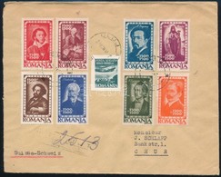 1947 Költők Sor Mi 1048-1055 Ajánlott Levélen / On Registered Cover 'CLUJ' - 'CHUR' - Andere & Zonder Classificatie