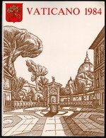 ** 1984 Vatikán 4 Nyelvű Bélyegkönyve, Benne A Teljes évfolyam Bélyegek, Díjjegyes Képeslapok P27 (5 Klf), Aerogramm LF2 - Autres & Non Classés