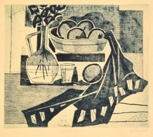 Kádár György (1912-2002): Asztali Csendélet. Rézkarc, Papír, Jelzett, 24,5×29 Cm - Andere & Zonder Classificatie