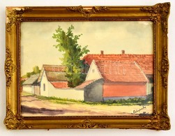 Mednyánszky Jelzéssel: Házsor, Akvarell, Papír, üvegezett Fa Keretben, 23×31 Cm - Altri & Non Classificati