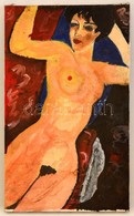 Jelzés Nélkül: Fekvő Akt. (Modigliani Után). Olaj, Vászon, Foltos, 50×30 Cm - Andere & Zonder Classificatie