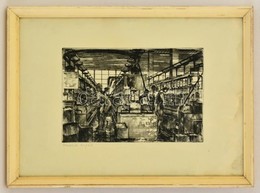 Jelzés Nélkül: Szocialista Brigád, Rézkarc, Papír, üvegezett Fa Keretben, 19,5×30 Cm - Sonstige & Ohne Zuordnung