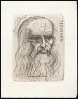 Oskar Thorsen (?-?): Ex Libris, Leonardo Da Vinci. Rézkarc, Papír, Jelzett, 9×6,5 Cm - Autres & Non Classés