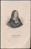 1837 George Sand (1804-1876) írónő Rézmetszetű Portréja, Hajtott, Foltos, 21,5×13,5 Cm - Prenten & Gravure