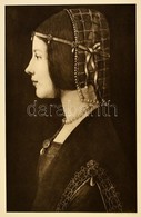 Cca 1900 Bianca Sforza Portréja, Leonardo Da Vinci Nyomán, Heliogravűr, 36×23 Cm - Prenten & Gravure