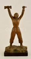 1961 Kubai Forradalmárnő Faragott Fa Szobra. Sérült, Hiányos / Cuba Revolutioner Woman. Carved Wood Statue With Missing  - Andere & Zonder Classificatie